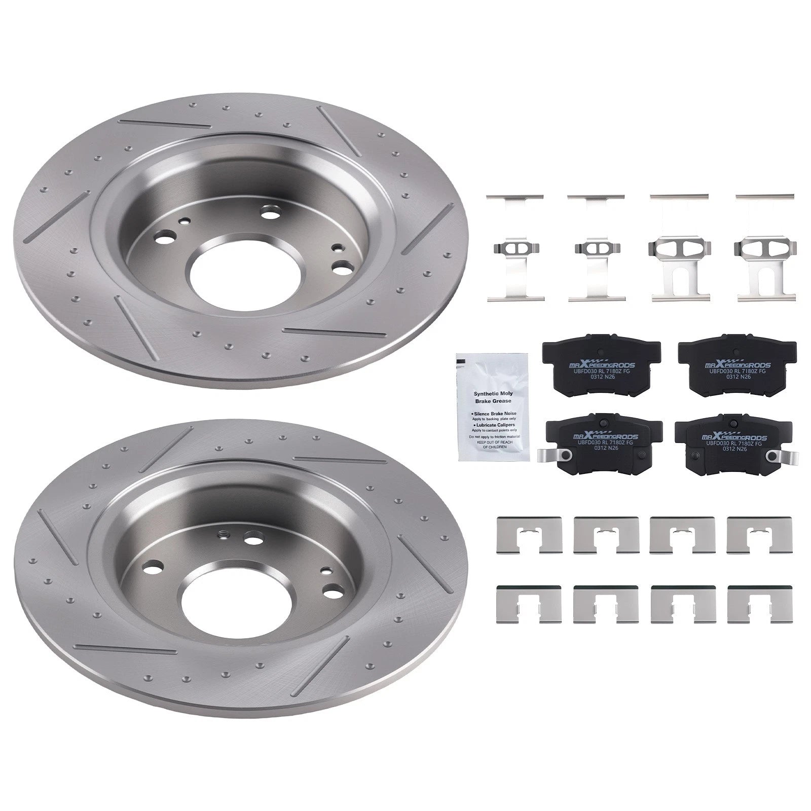 Set of 2 Rear Brake Rotors + Ceramic Brake Pads for Honda Civic (2006–2015)