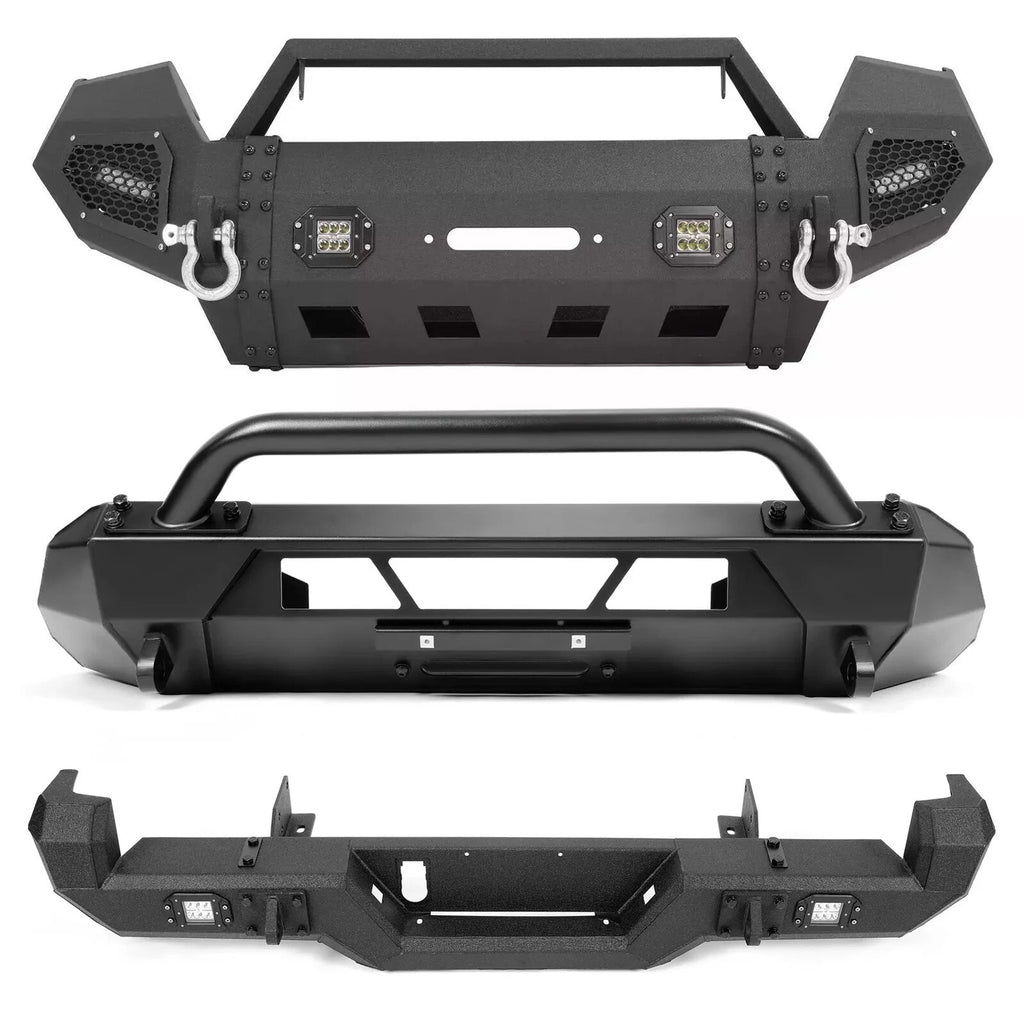 Black Steel Front/Rear Bumper with LED Lights for Toyota Tacoma (2016–2023)