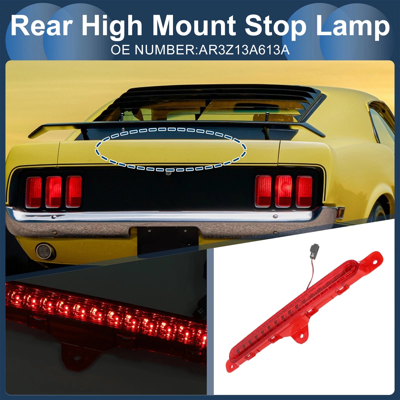 LED Third Brake Light for Ford Mustang (2010–2014) Red Housing