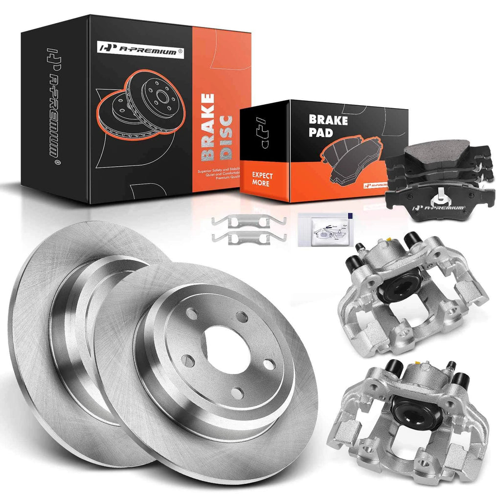 Set of 2 Rear Brake Rotors, Pads & Calipers for Dodge Durango (2011–2017)