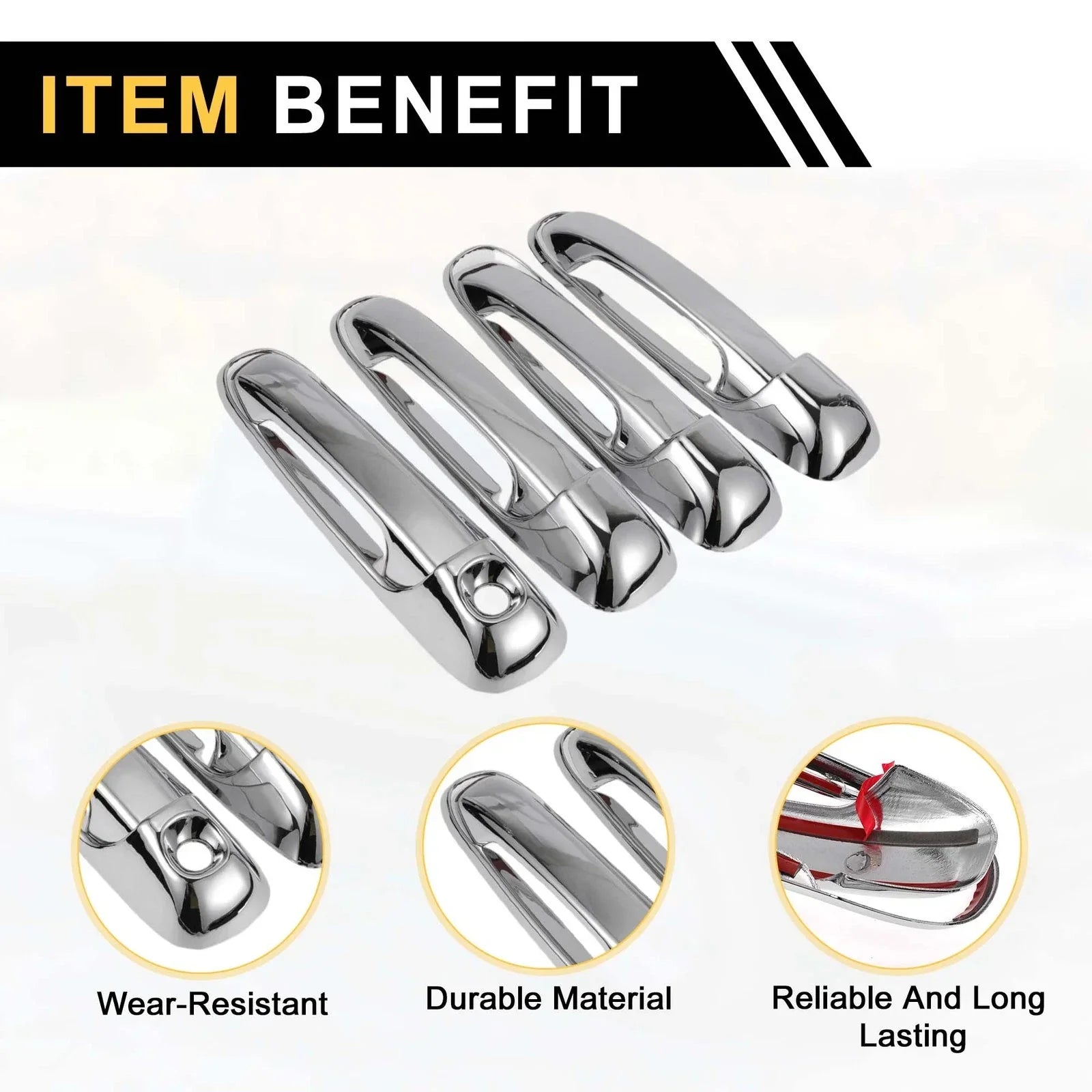 Car Door Handle Protector Set for Dodge Ram 1500 (2002-2008) Silver Tone