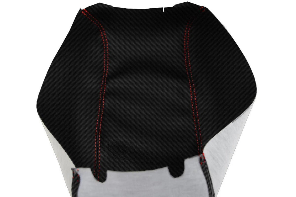 Console Lid Armrest Cover for Dodge Journey (2011–2018) Carbon Fiber Red Stitch