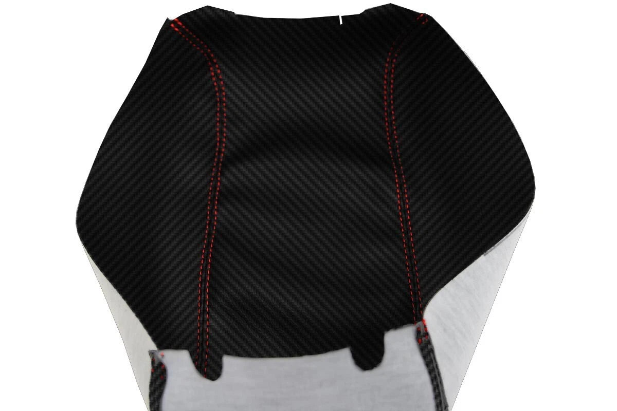 Console Lid Armrest Cover for Dodge Journey (2011–2018) Carbon Fiber Red Stitch