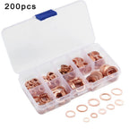 Set of 200 Copper Washers for Automotive, Marine, Generators