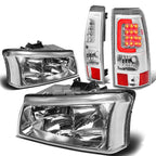 Chrome Clear Corner Headlight & 3D LED Brake Tail Light for Silverado (2003–2007)