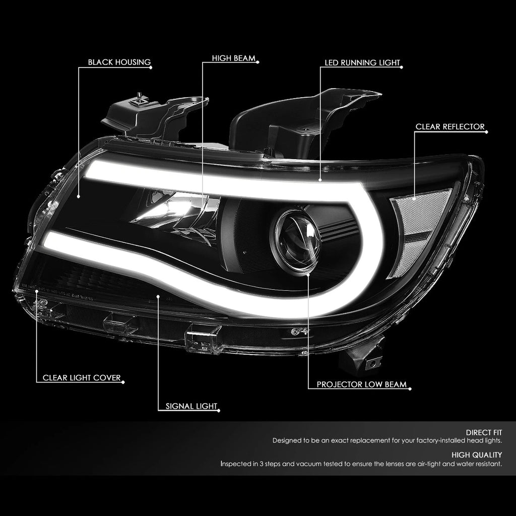 LED DRL Tube Projector Headlight Lamps for Chevy Colorado (2015–2023)