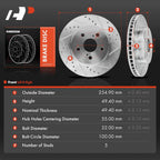 Front Drilled Brake Rotors for Toyota Corolla Prius AWD-e (2019–2021)