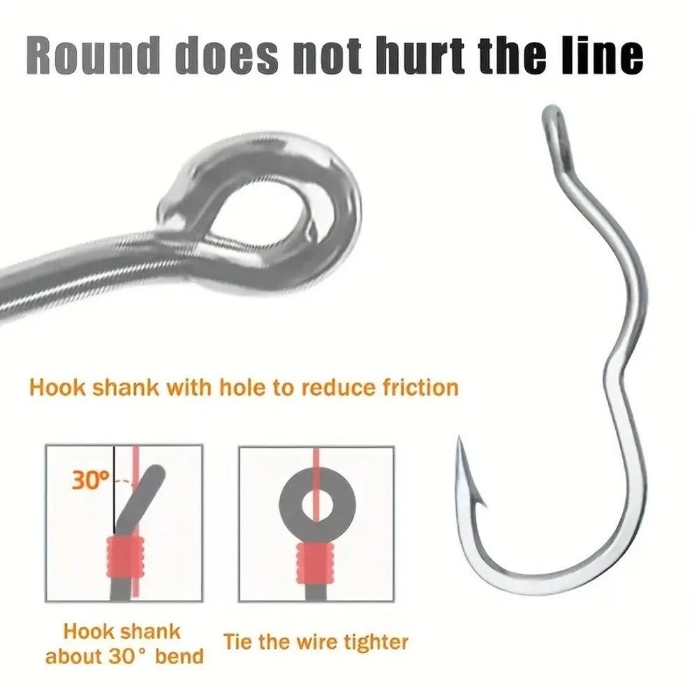 50pcs Low-Damage Fishing Hooks Reversible Anti-Slip with Barb