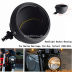 7" Black Round Headlight Housing for Harley Chopper