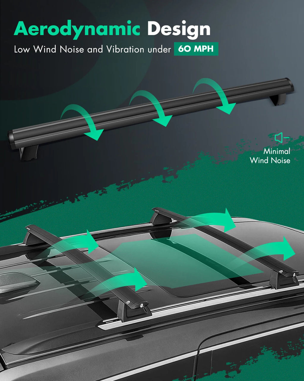 2X Roof Top Rack Cross Bars for Jeep Grand Cherokee (2011–2021)