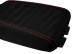 Carbon Fiber Console Lid Armrest Cover for Nissan Altima (2005–2006) Red Stitch