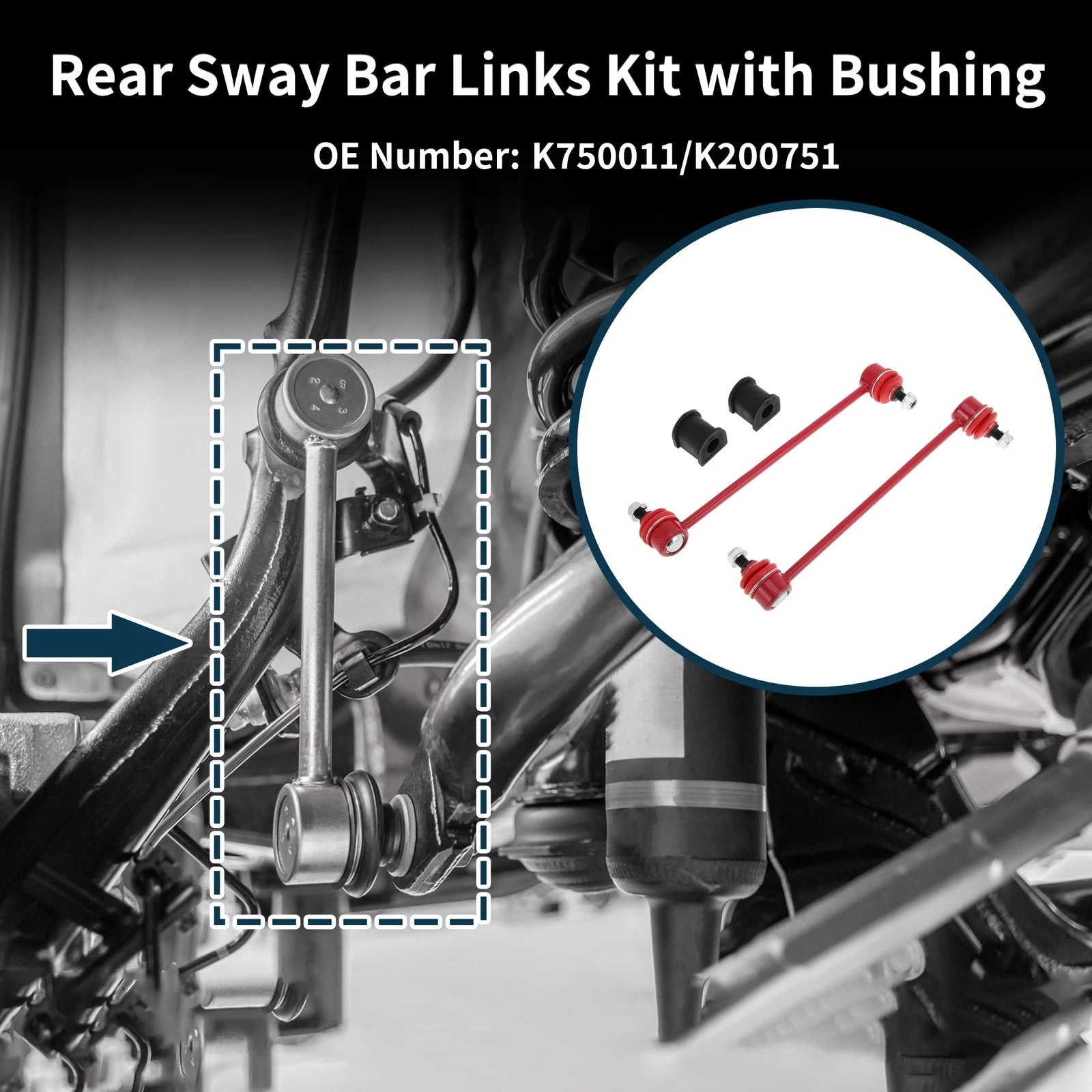 Rear Stabilizer Bar Links with 2 Pcs Bushing for Toyota Camry (No.K750011)