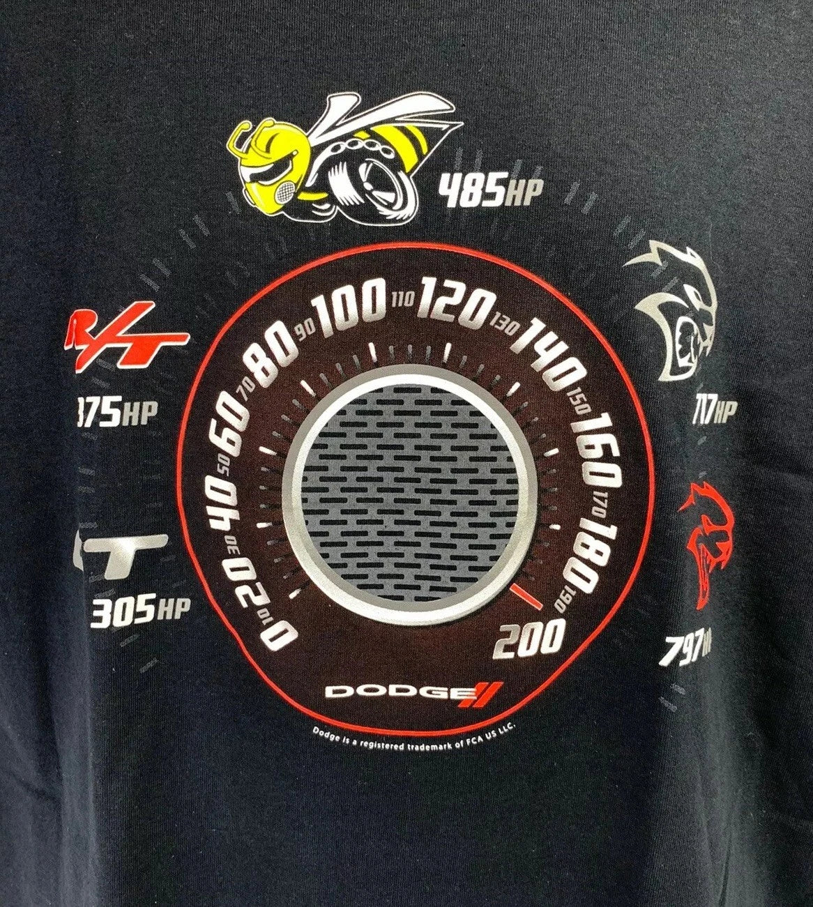 Speedometer T-Shirt for Dodge Challenger and Charger Trim Levels (2008–2023)