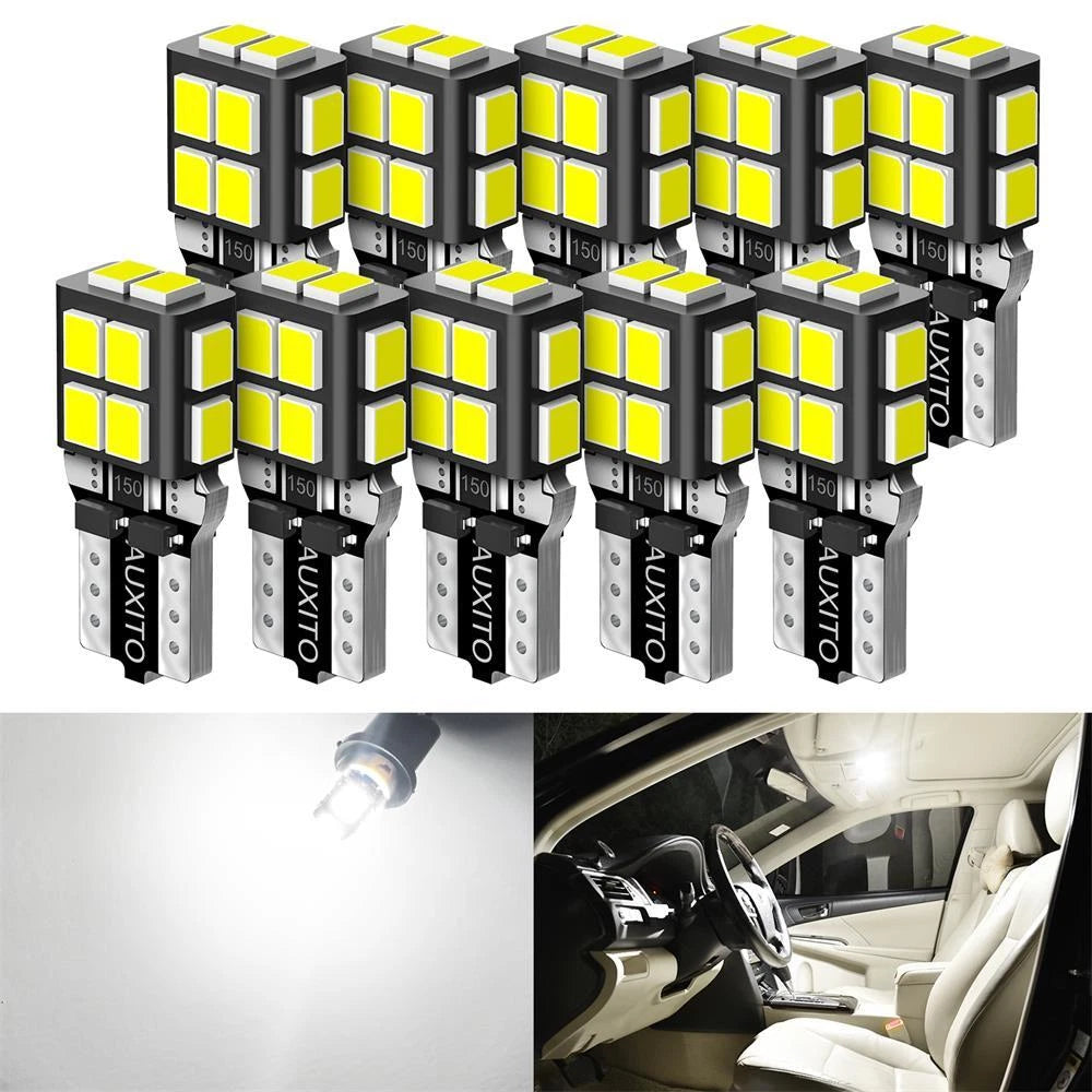 Set of 10 AUXITO T10 LED CANBUS Light Bulbs 168 194 for