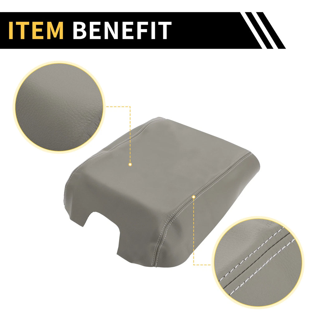 Console Lid Armrest Cover for Ford F-150 (2015–2020) Microfiber Leather Grey