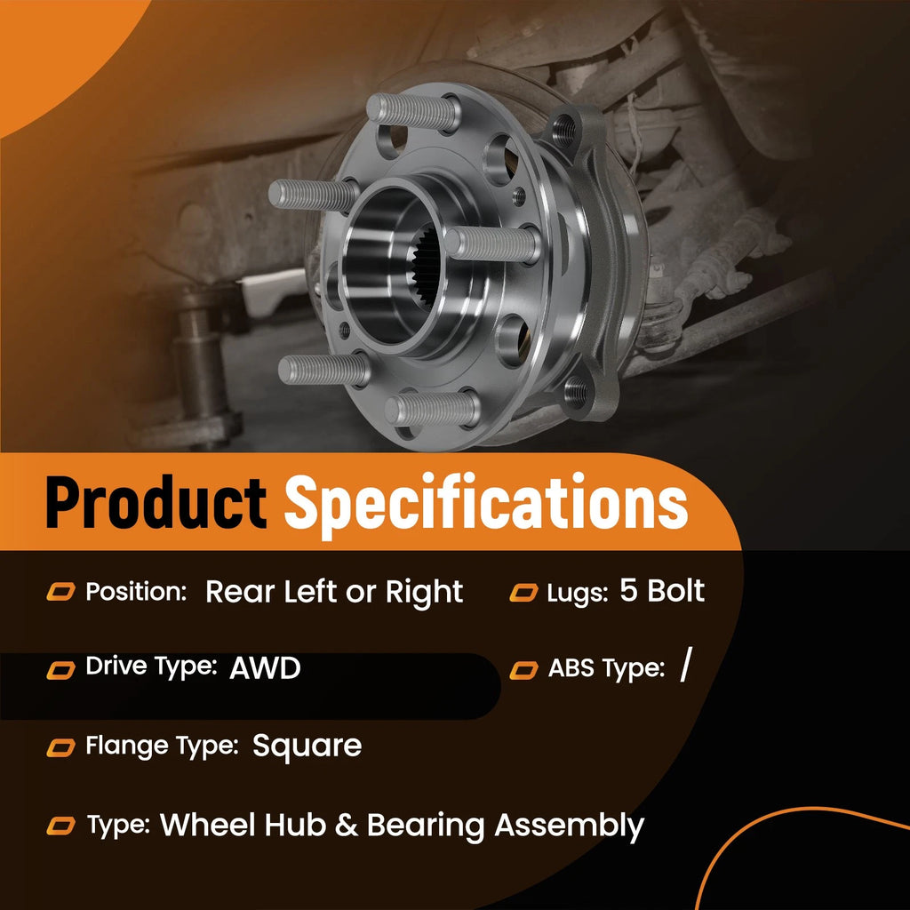 Rear Wheel Hub & Bearing Set 5-Lug for KIA Sorento AWD (2016–2020) 513409 BR930946
