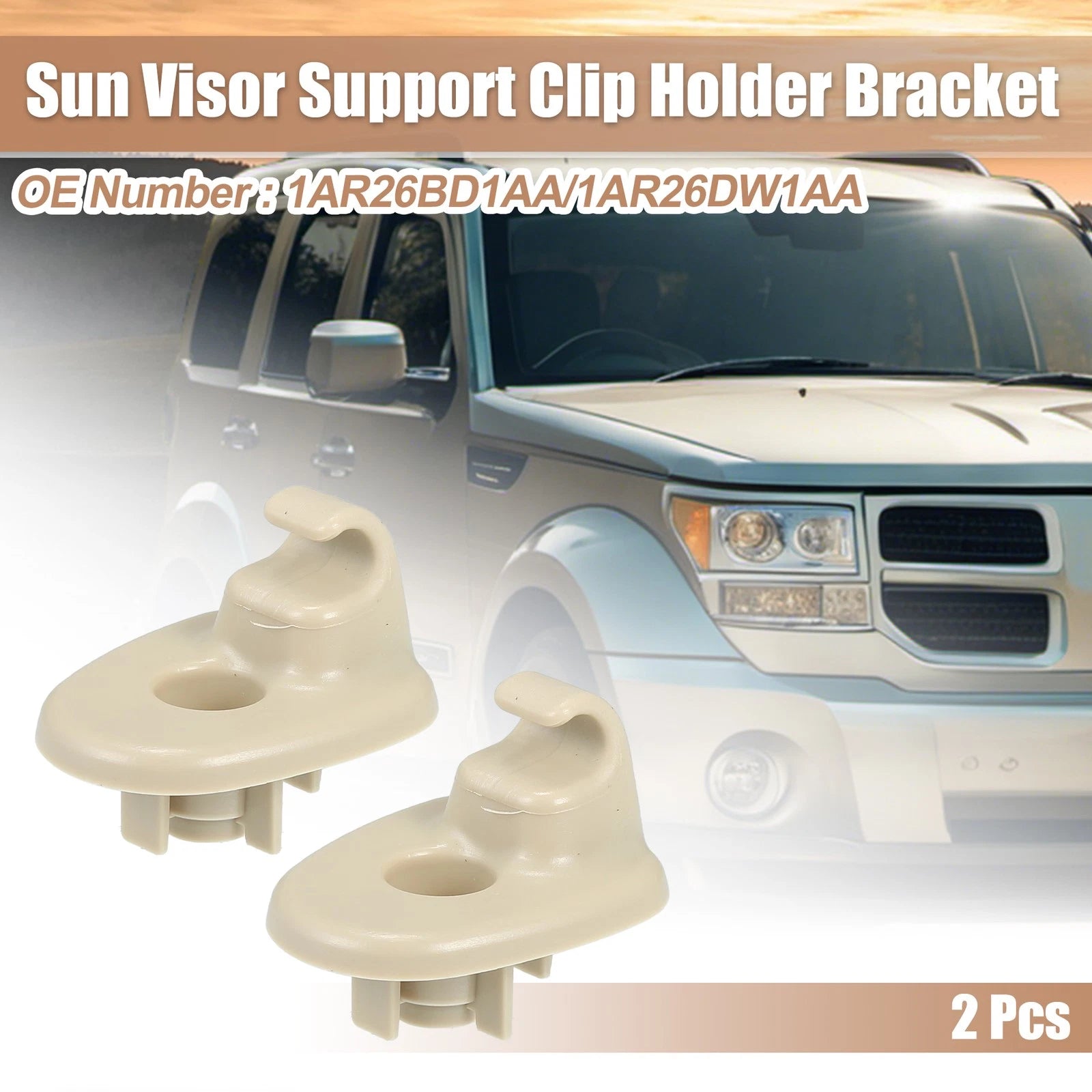 2X Sun Visor Support Clip Retainer No. 1AR26BD1AA/1AR26DW1AA for Jeep