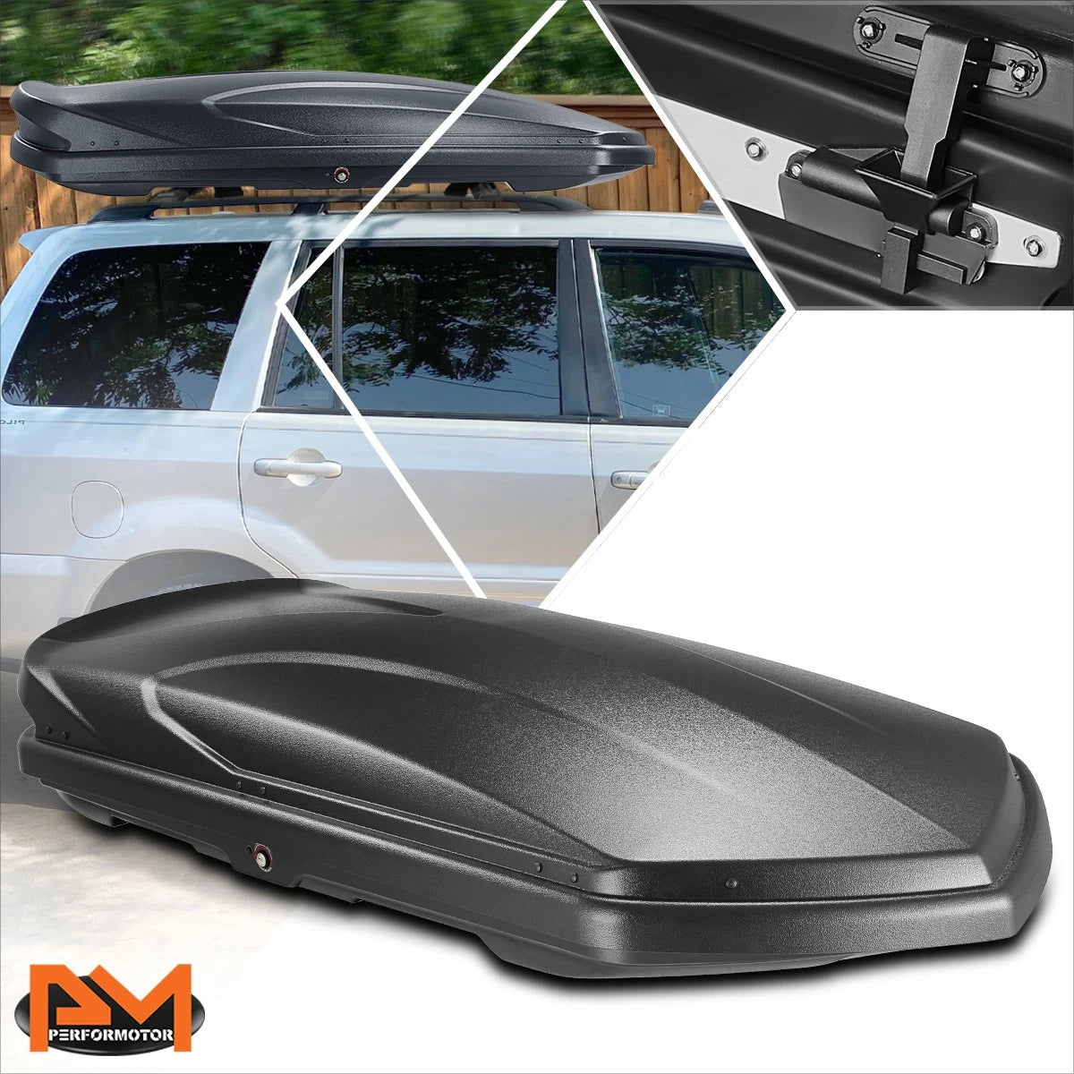 Car Cargo Roof Box Carrier for Universal Fit (72"x30"x12") Textured Black