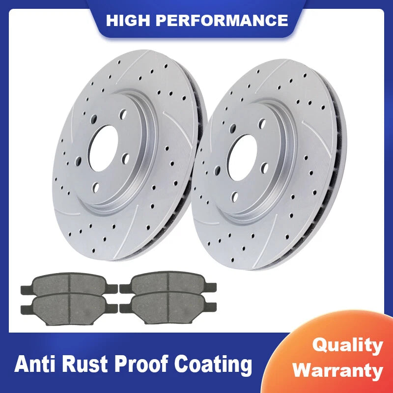 Front Slotted Brake Rotors and Pads for Chevy Malibu (2008–2012)