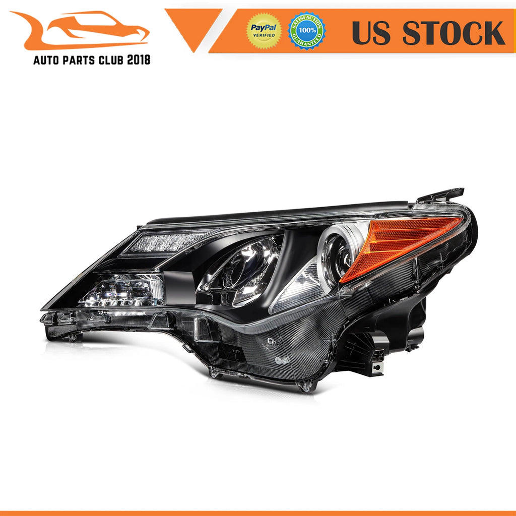 Headlight Assembly Set of 2 for Toyota RAV4 (2013–2015) Black Housing Clear Lens