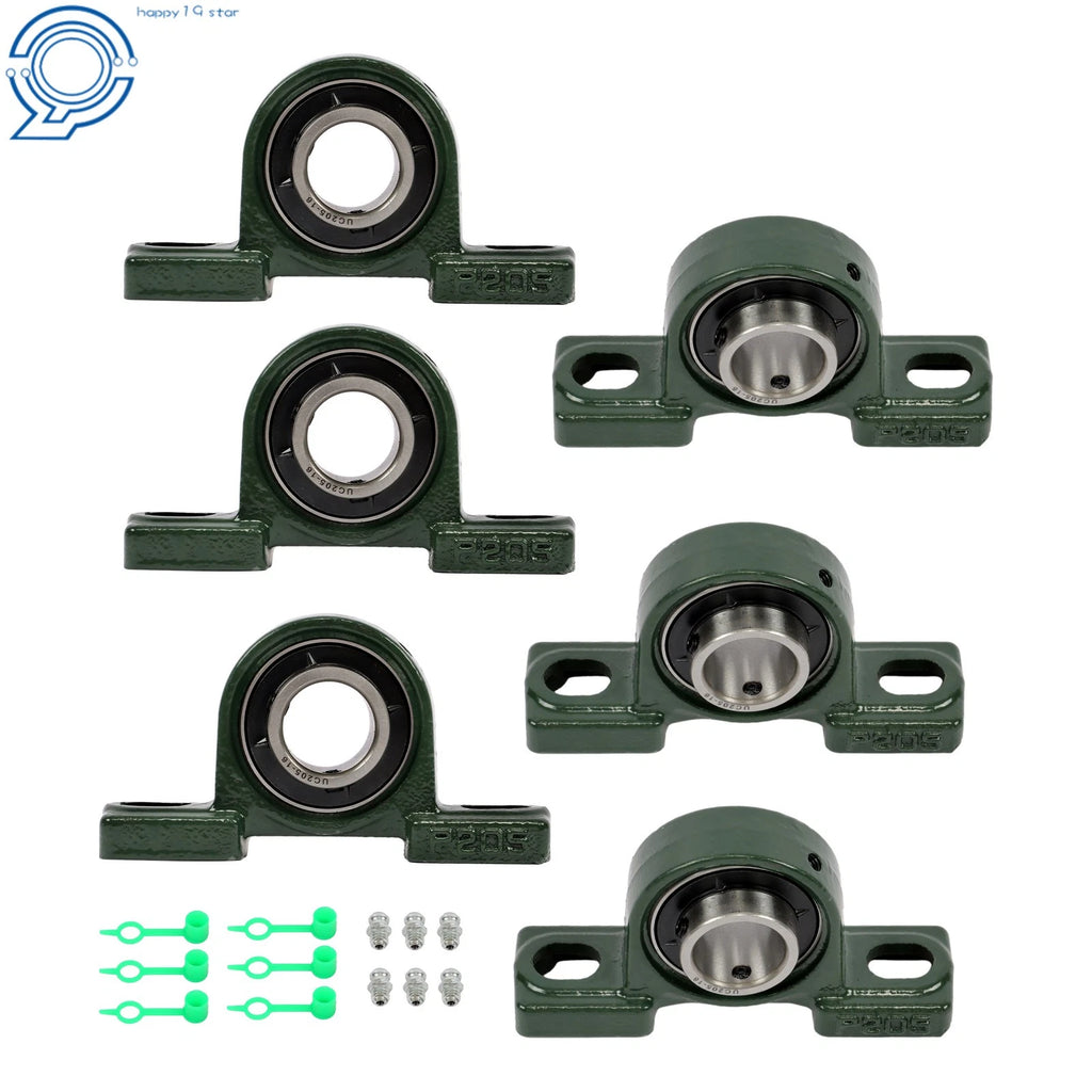 Set of 6 Pillow Block Bearings for UCP205-16 (1" Bore)