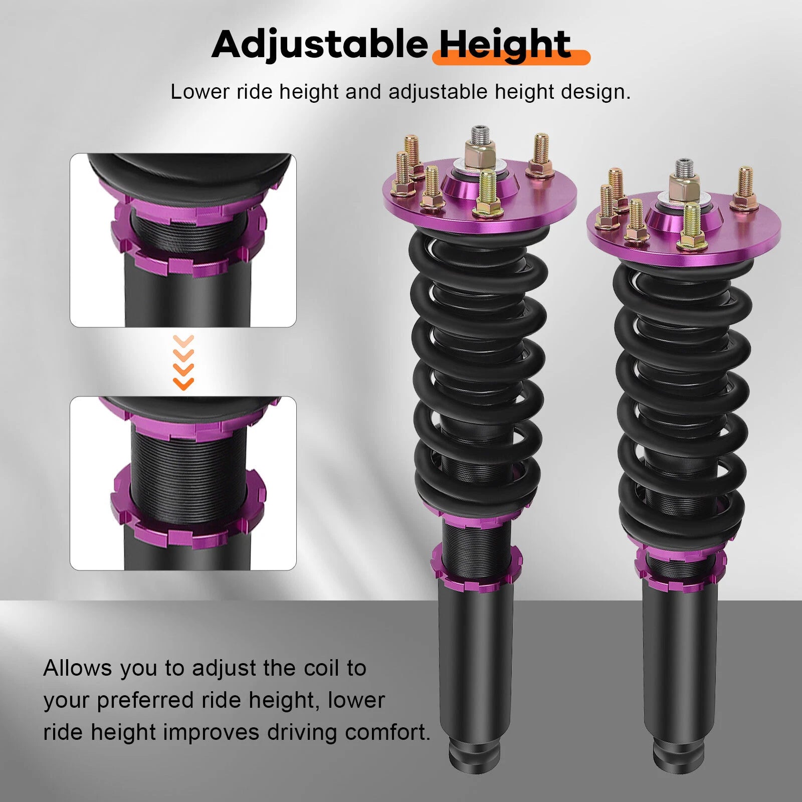 Purple Coilovers for Honda Accord (2003–2007) Adjustable Height