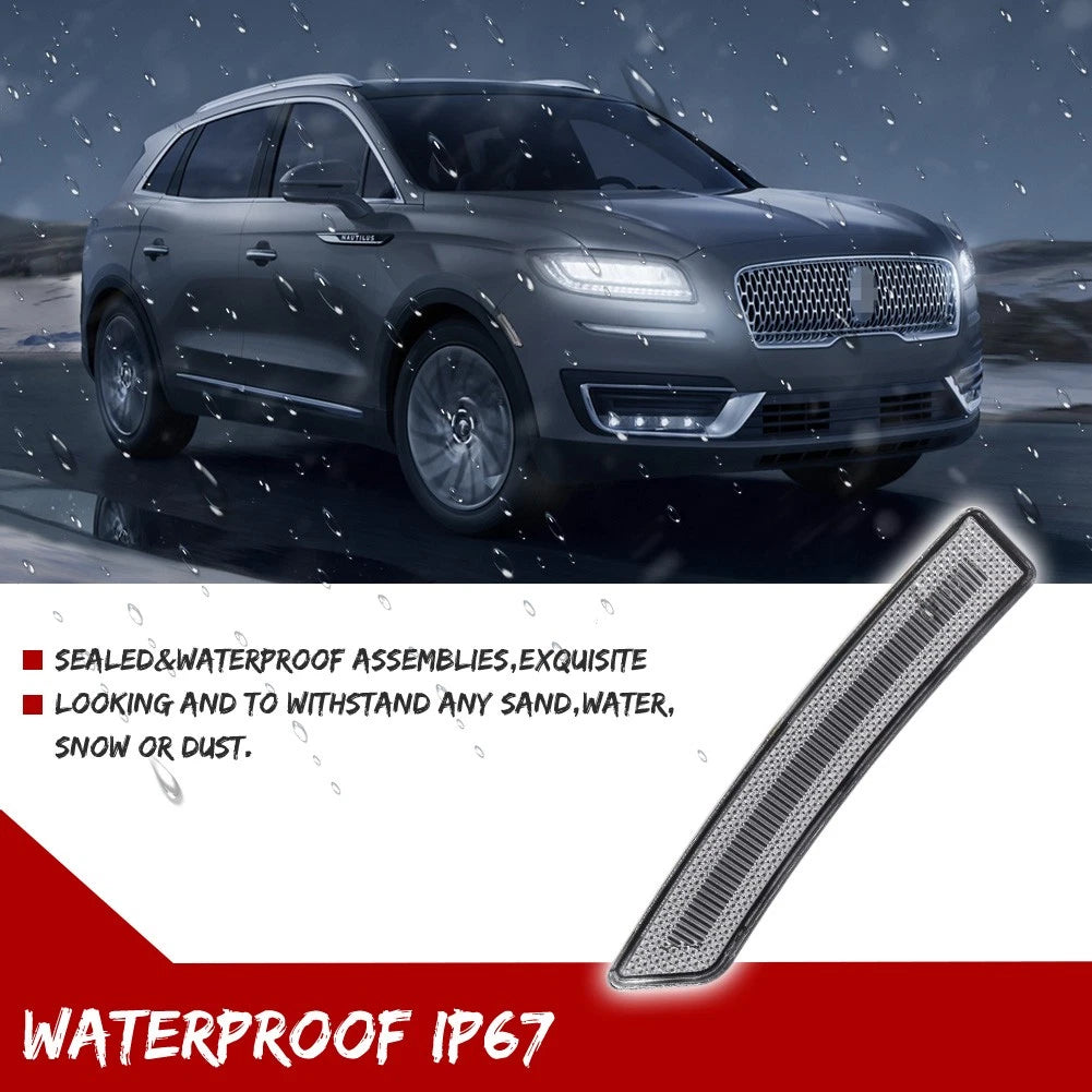 Clear Lens Front Fender Side Marker Reflector Lights for Lincoln Nautilus (2019–2022)