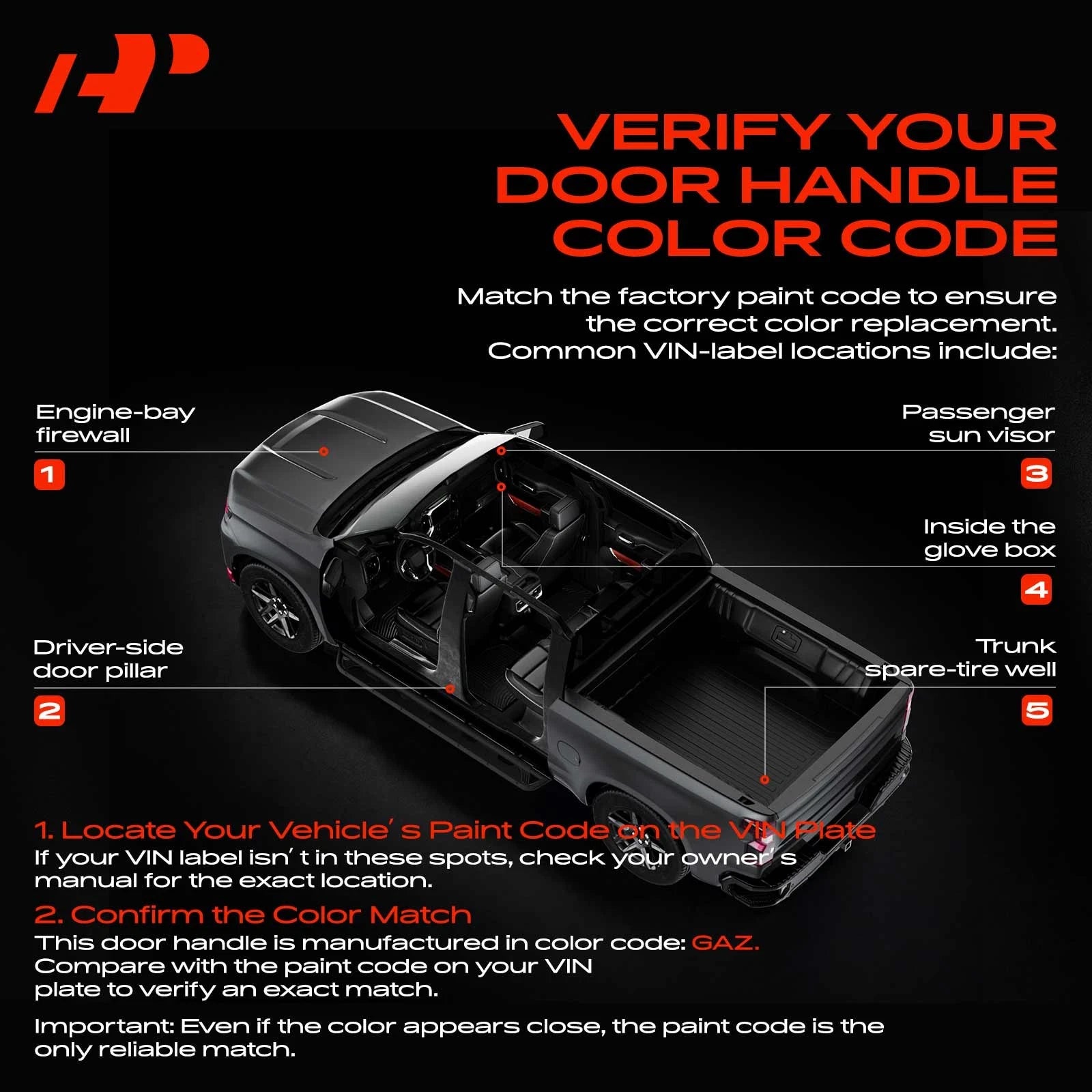 Rear Passenger Exterior Door Handle for Chevy Silverado 1500 2500 (2007–2019)