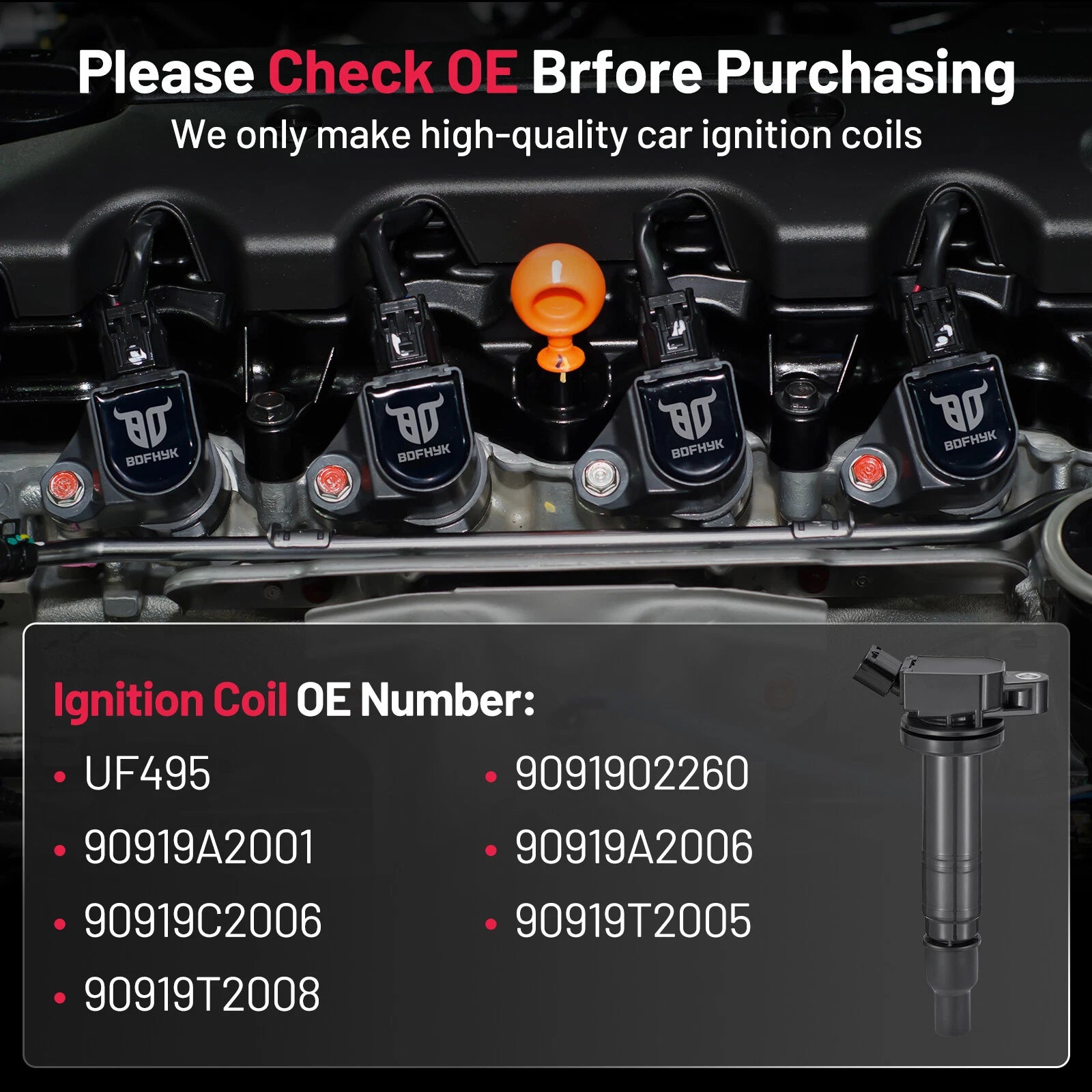 Set of 6 Ignition Coil Pack UF495 for Toyota Tacoma 4.0L V6 (2005–2015)
