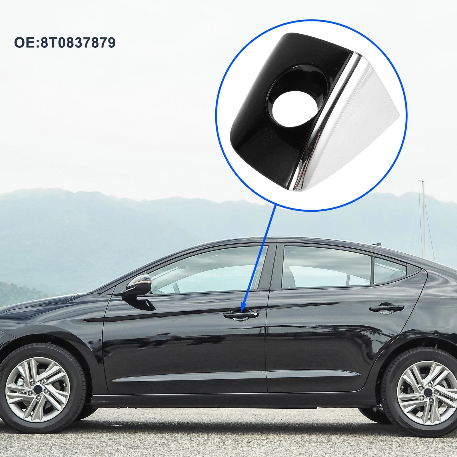 Front Left Door Handle Cover Lock Cap for Audi Q5 8R (2013–2017) No. 8T0837879 Black