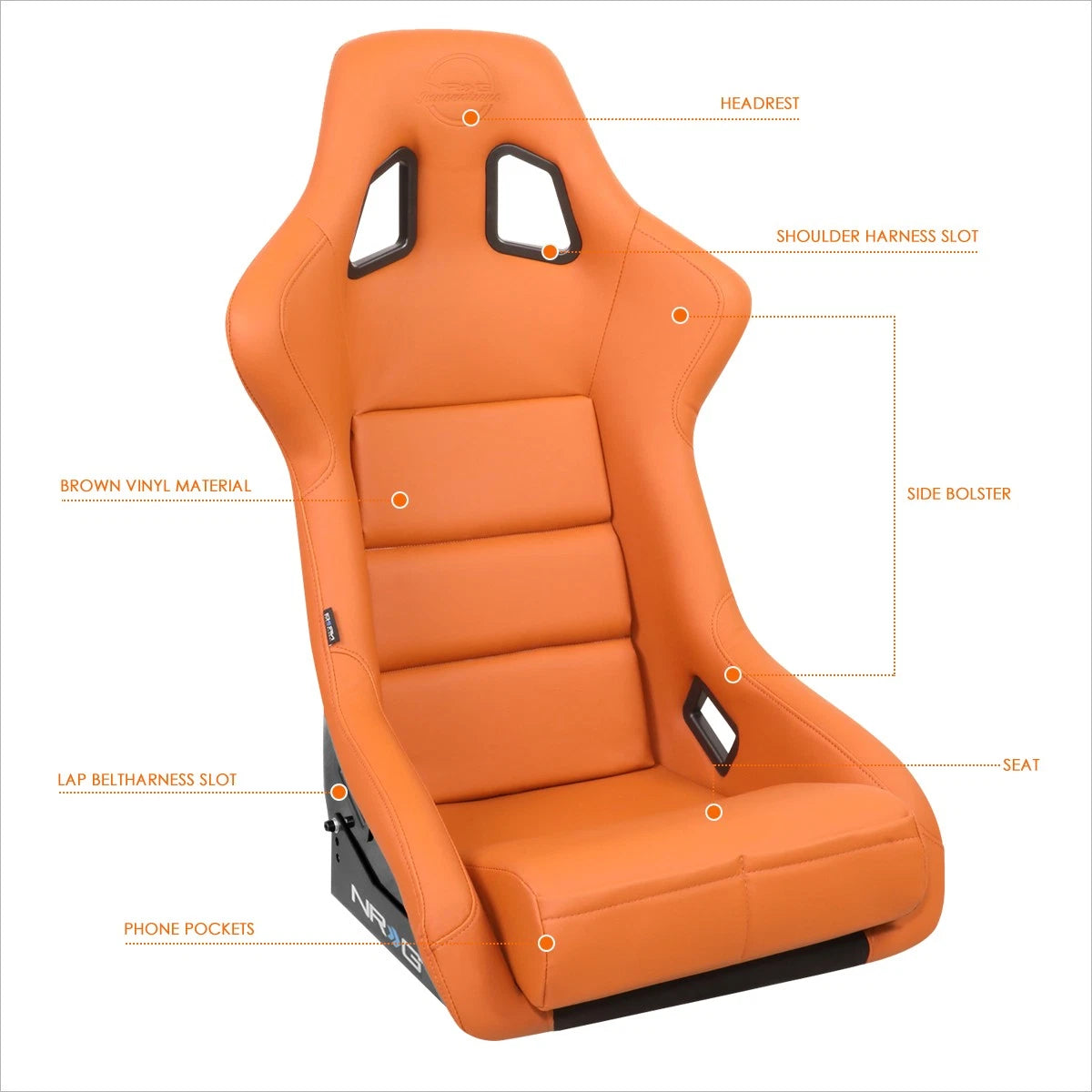 NRG FRP-302BR-V Racing Bucket Seat for Universal Fit (Large Size)