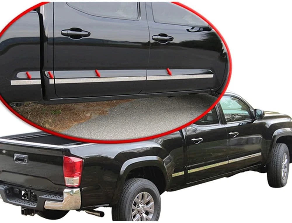 8pc. Luxury FX Steel Side Molding Inserts for 16-23 Toyota Tacoma Dbl Cab 6' Bed