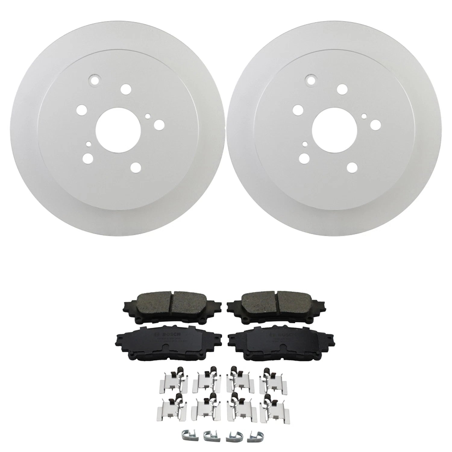 Bosch QuietCast Rear Rotors & Ceramic Brake Pads for Highlander RX450h (2010–2019)