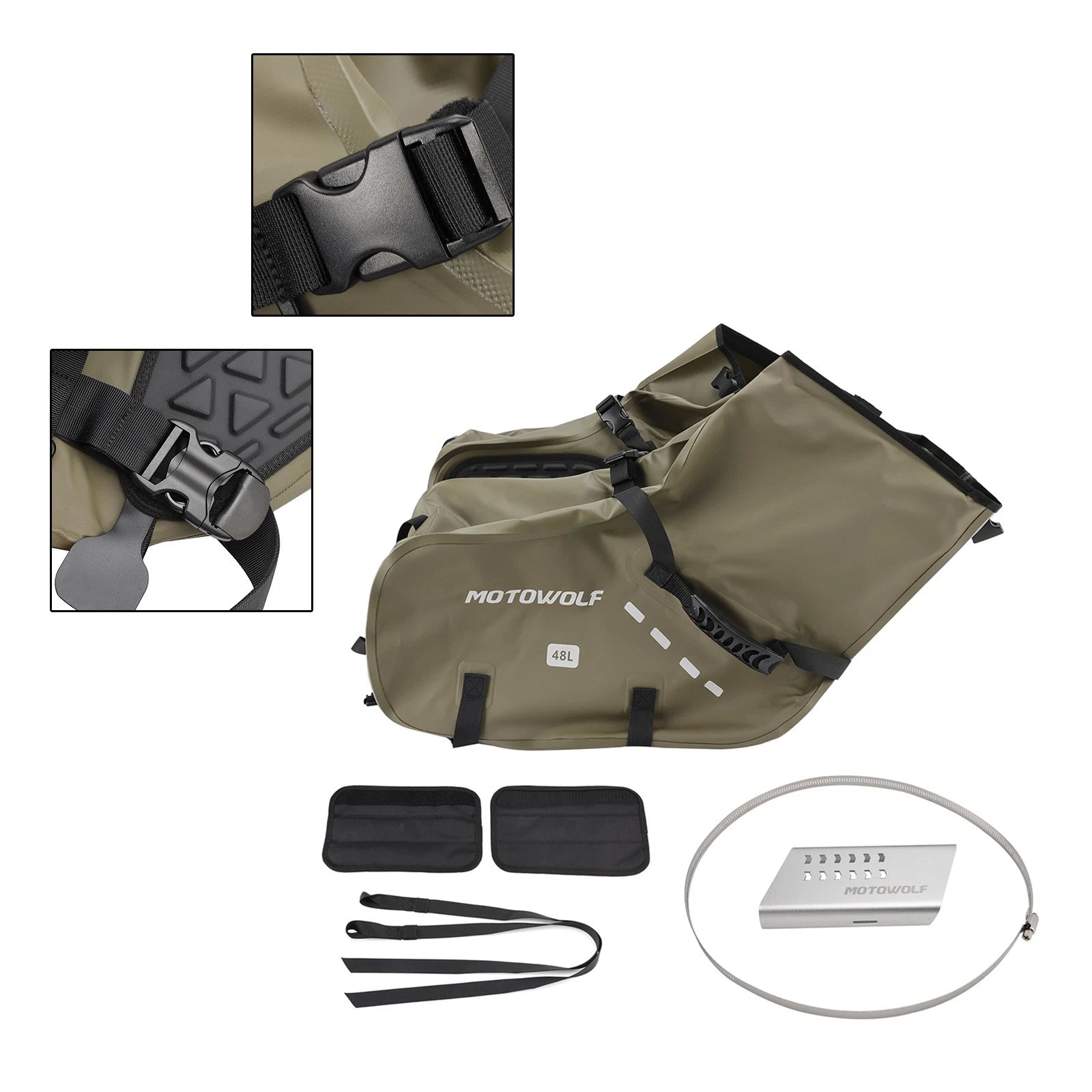 Side Tail Bag Saddlebag for Scooter Motorcycle (86L, Green)