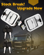 2X Front Exterior Door Handles with Lock Cylinders for Freightliner Columbia (2003-2014)