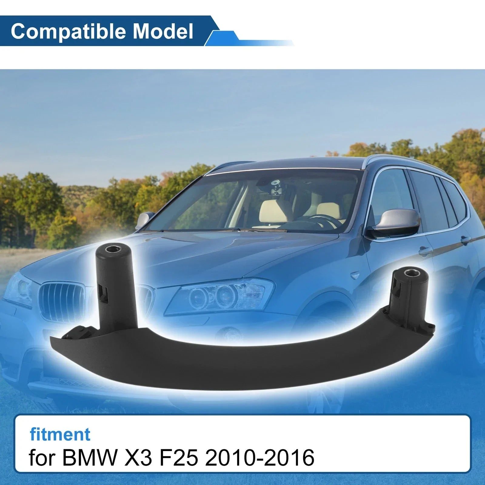 Front Driver Side Inner Door Panel Handle for BMW X3 Black (2010 - 2016)