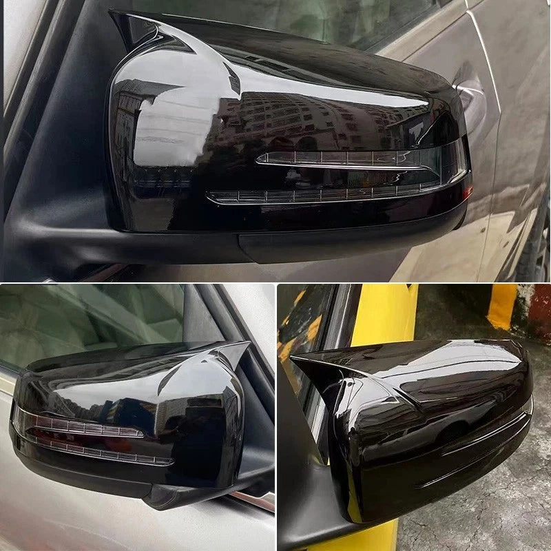 Glossy Black Wing Mirror Cover Cap for Mercedes Benz W204 W176 W212 (2007–2019)