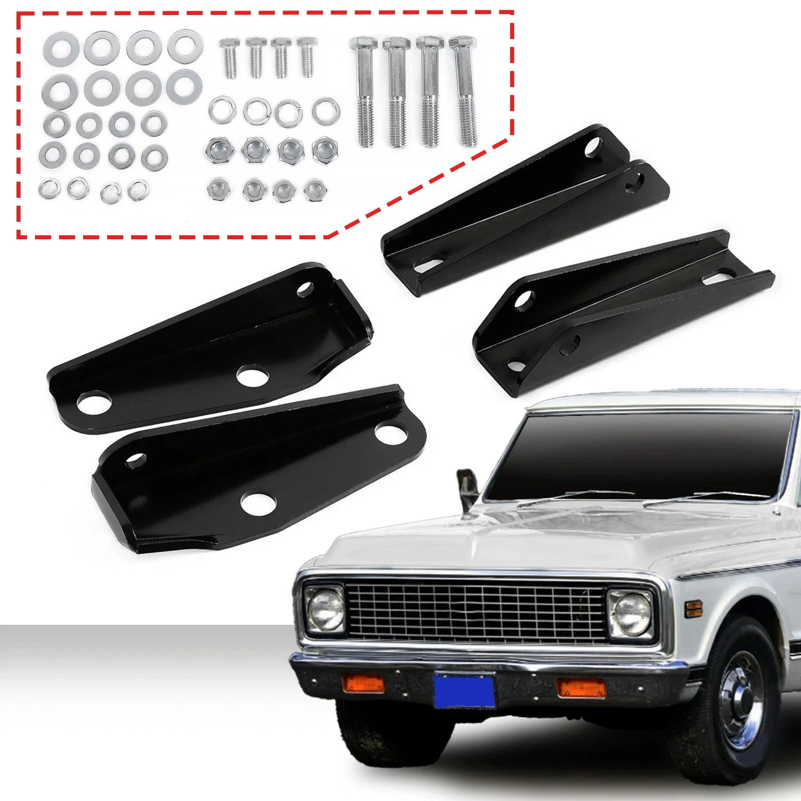 Rear Shock Relocation Kit for Chevy C10 C20 GMC Pickup (1963–1972)
