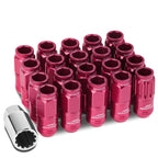 Set of 16 Open-End Aluminum Pink Lug Nuts + 4 Lock Nuts + Adapter M12x1.25