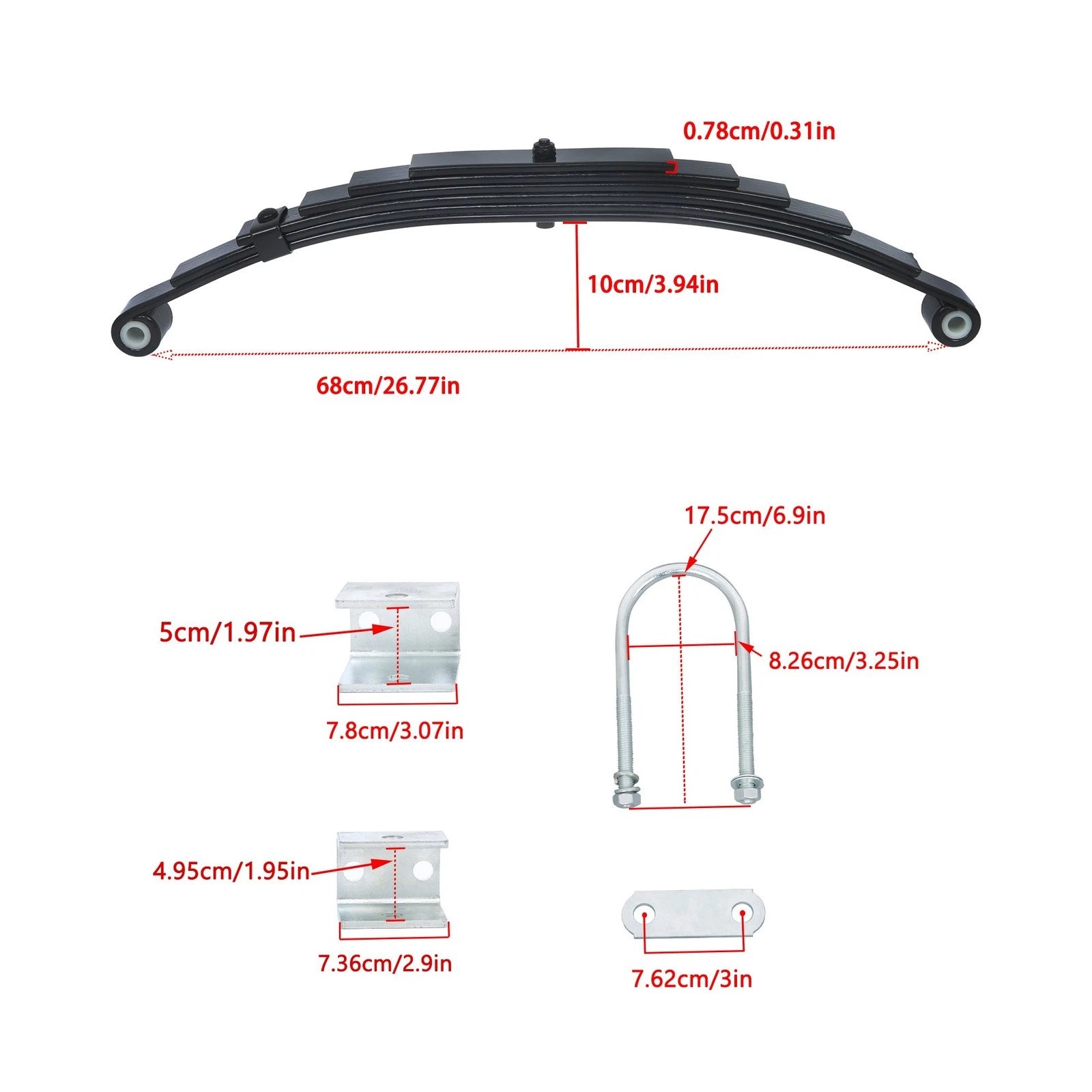 Double Eye 6 Leaf Hanger Kit for 7000lbs Trailer Suspension (Tandem Axle)