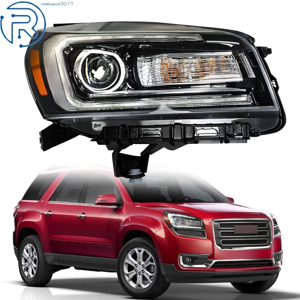 Halogen w/LED Tube Black Projector Headlight for GMC Acadia (2013–2016) Right