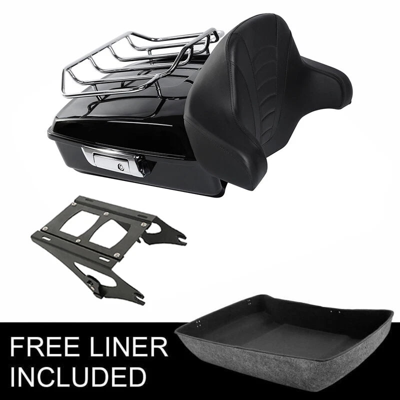 Black Chopped Trunk Backrest Luggage Rack for Harley Touring (2014–2026)