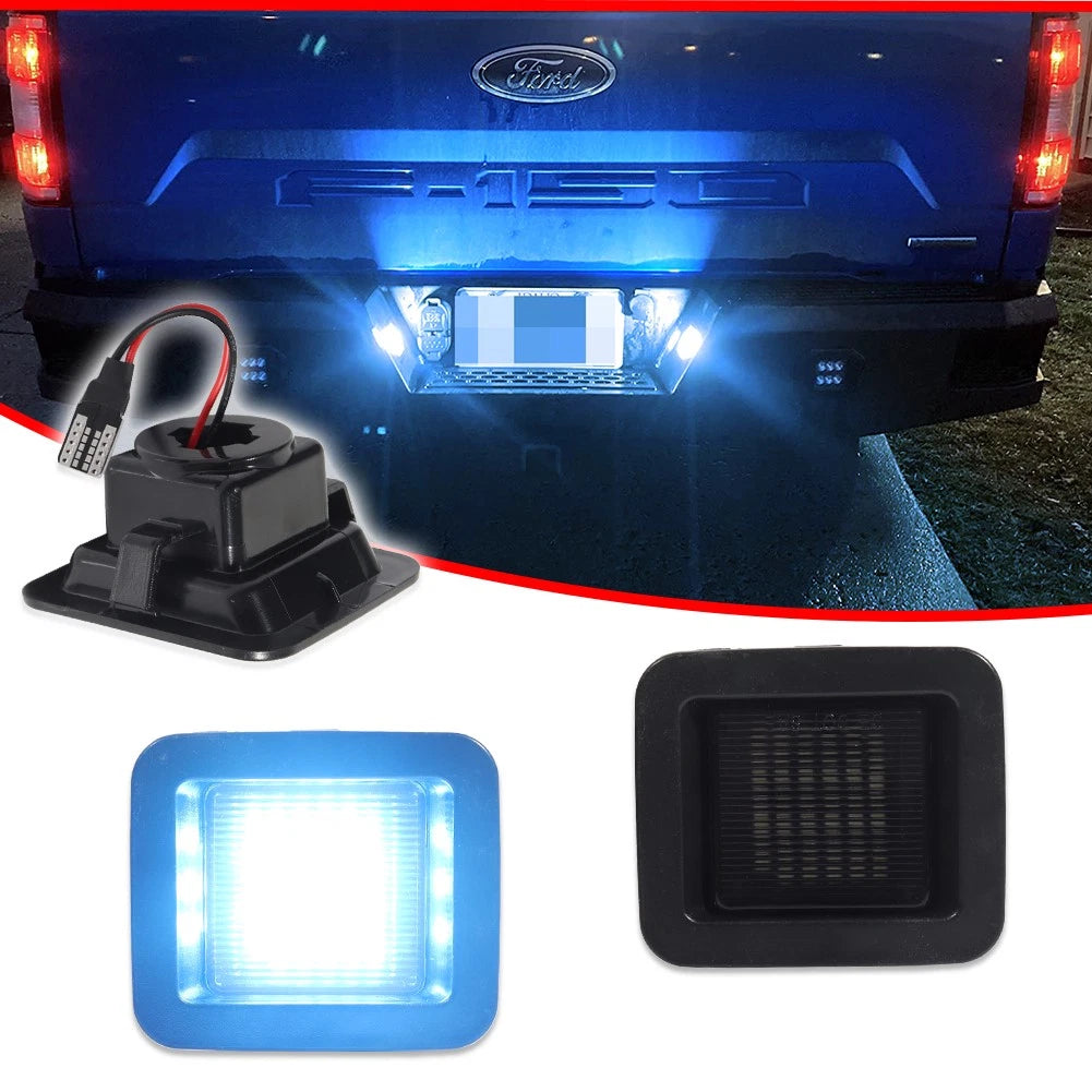 2Pcs Smoke Ice Blue LED License Plate Lights for Ford F150 (2015–2023)