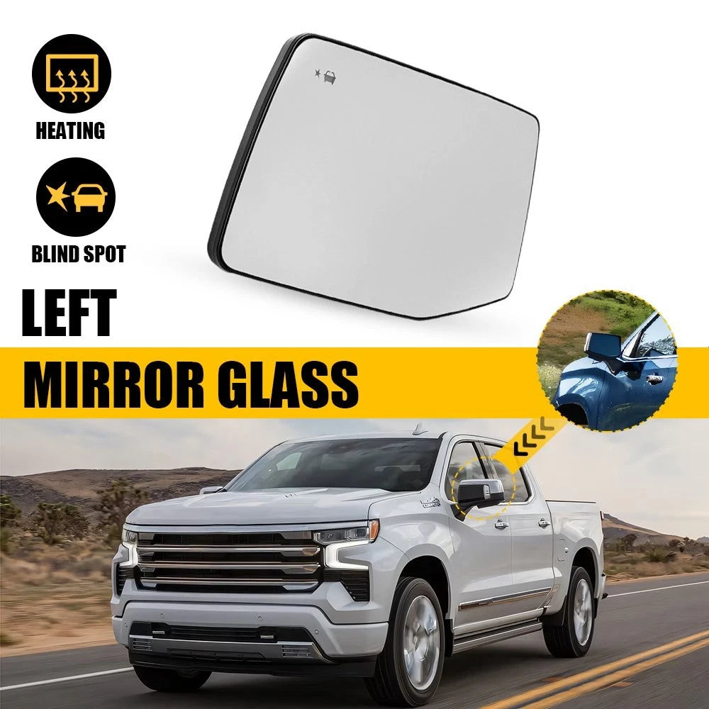 Driver Side Heated Mirror Glass with BSM for Chevrolet Silverado 1500 (2019–2024)