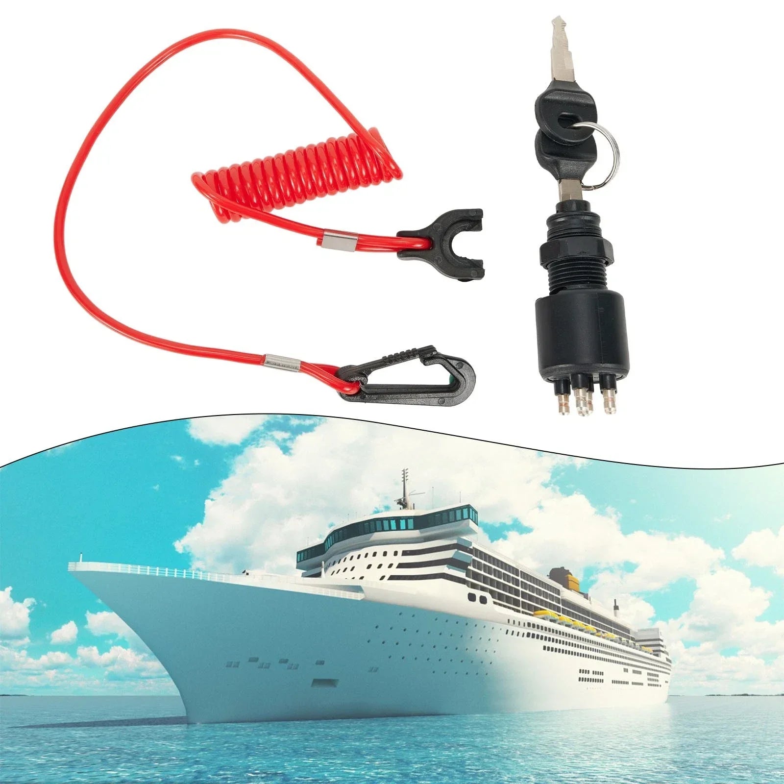 Ignition Key Switch & Safety Lanyard for Evinrude/Johnson OMC