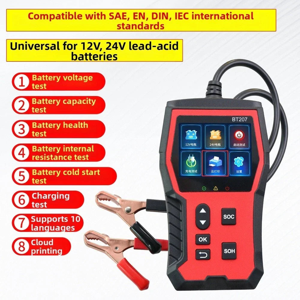 12V 24V Car Battery Tester with LCD Screen for Acid Battery Analysis