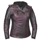 3X Purple Lambskin Leather Motorcycle Jackets for Women (Medium)