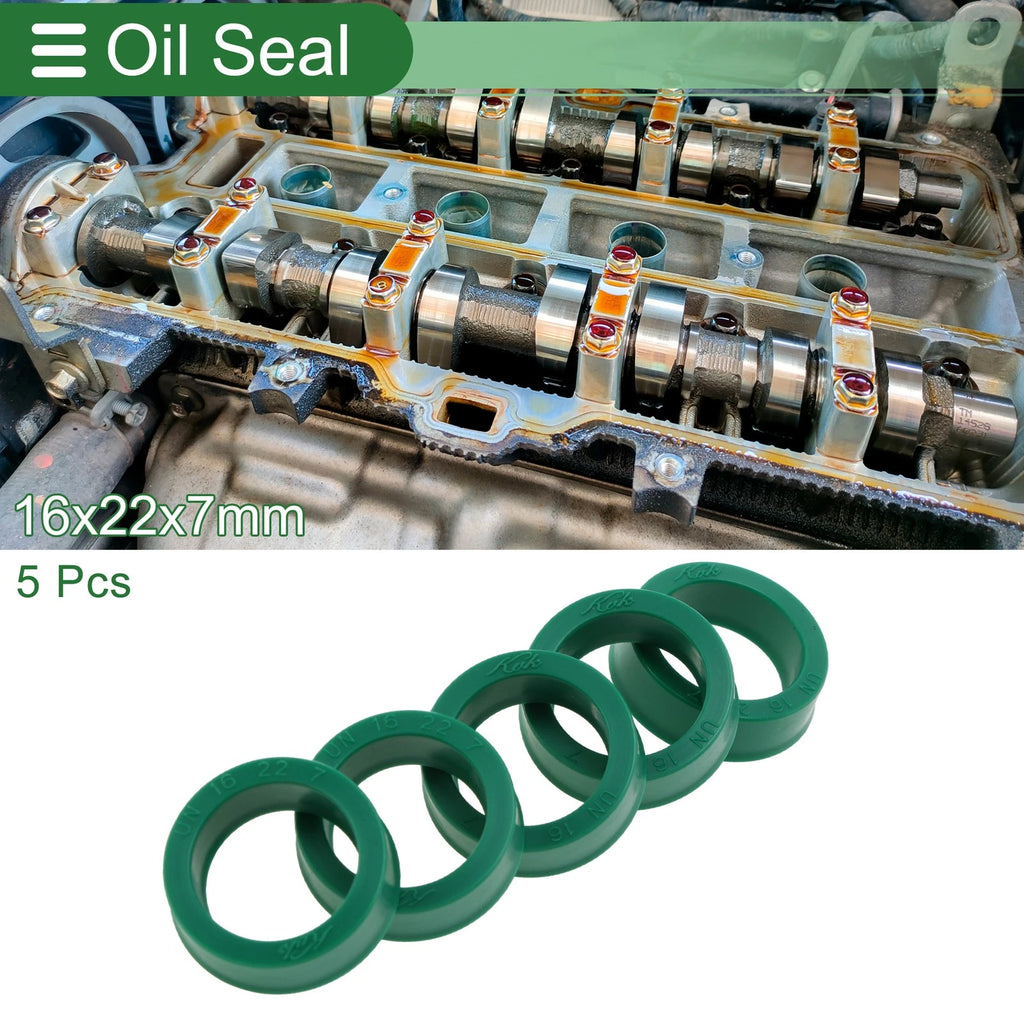 Set of 5 Oil Seal Rotary Shaft Seal 16x22x7mm High Pressure Green