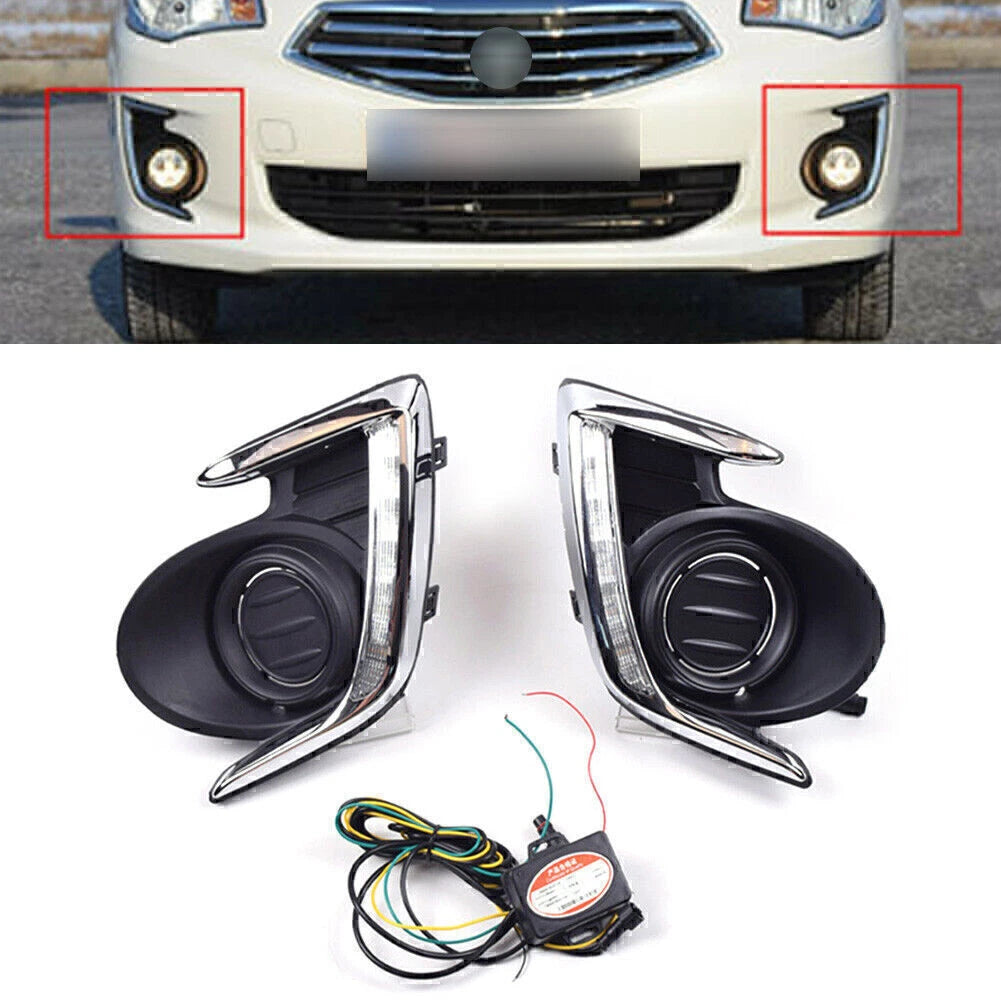 Pair DRL LED Daytime Running Light Lamp for Mitsubishi Attrage/Mirage G4 (2012–2015)