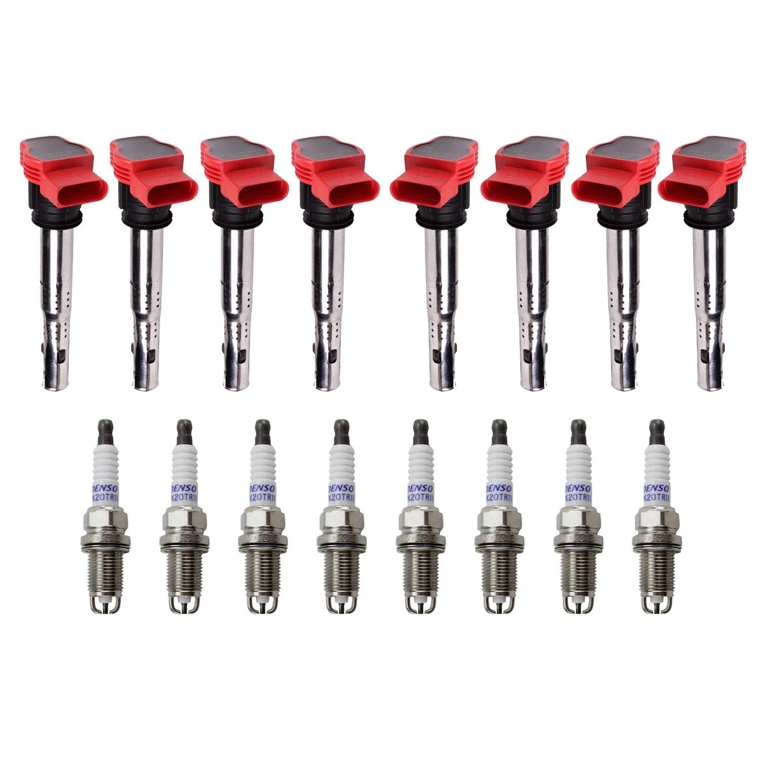 Set of 8 Ignition Coils & Denso Platinum Spark Plugs for Audi VW 4.2L V8